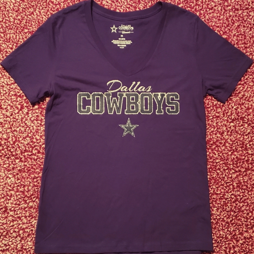 Woman's DALLAS COWBOYS "Anastasia" Glitt Navy Blue T-shirt (M, L, XL, 2X…